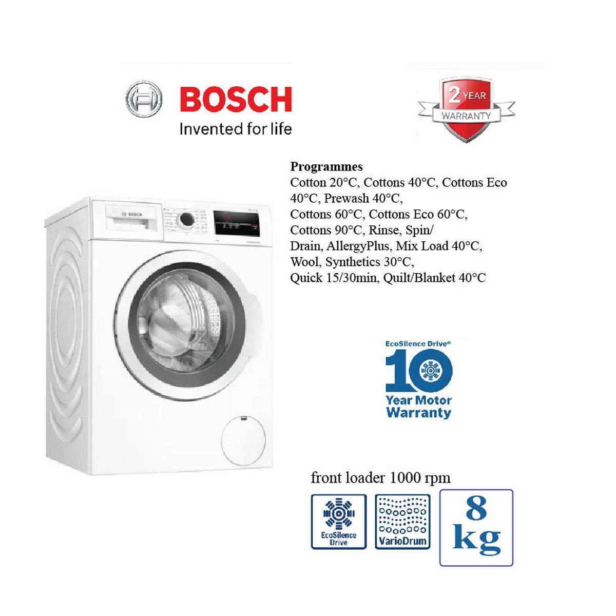 Bosch WAJ20180GC Series-2, 8-Kg Washing Machine image 1